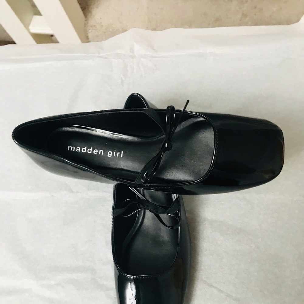 Madden Girl Shiny Black Ballet Flats